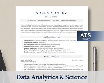 Data Analyst Resume Template: Modern ATS CV + Cover Letter (Word)