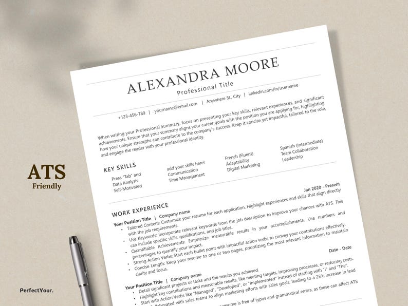 ATS Resume Template, Cover Letter, References (digital Download) - Etsy