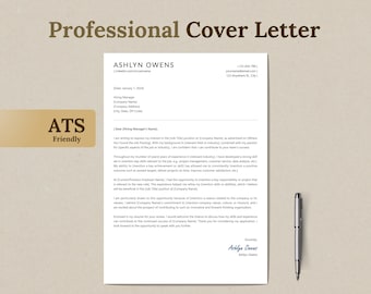 Editable Cover Letter Template, Professional Job Application (Word, A4, US Letter)