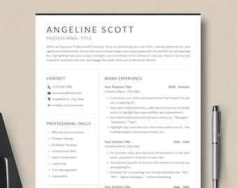 Modello di curriculum minimalista, CV moderno, lettera di presentazione (Word .docx)