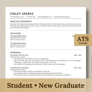 College Student Resume with Cover Letter, Fresh Graduate Resume, Academic Resume, Entry Level Resume, One Page ATS Resume Template Word