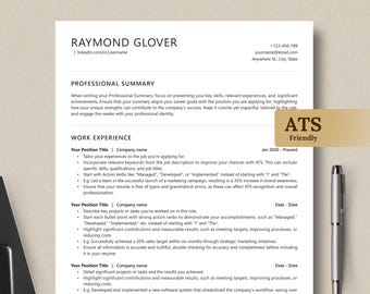 Minimalist ATS Resume Template, Cover Letter, Icons (Word)
