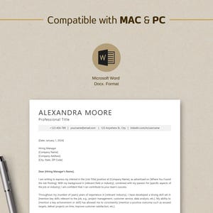 ATS Cover Letter Template: Professional Word Design (editable Sample ...