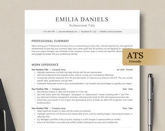ATS Resume Template, Clean Modern CV, Cover Letter, Icons (Word Download)