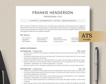 Modern ATS Resume Template, Minimalist CV, Cover Letter (Word .docx)