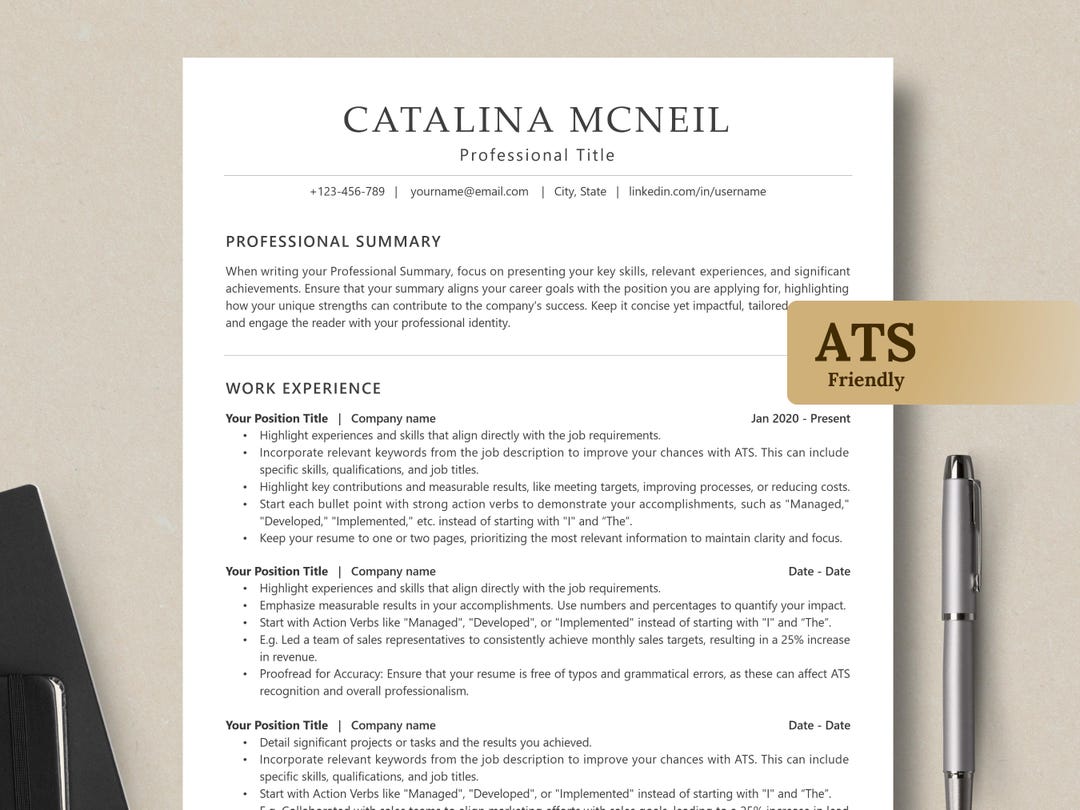 Professional ATS Resume and Cover Letter Template, Basic Simple Resume ...