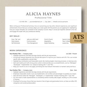Professional ATS Resume Template and Cover Letter, Minimalist Resume, Basic Simple Resume, CV ATS Friendly Resume Word for Job application