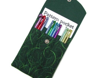 CROCHET HOOK CASE, crochet wallet, organizer, needle organizer, four pockets, 100% cotton