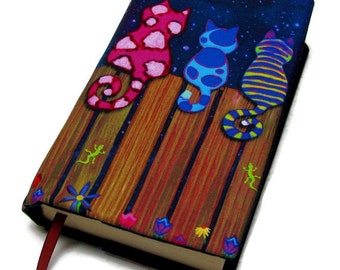 Book cover STANDARD SIZE paperback, mass market size, book protector, cotton, padded cover, for books 7 inches tall! Stargazing Cats