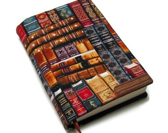 Book cover, TRADE SIZE paperback, book protector, bathroom reader, cotton, padded cover, ribbon bookmark, Gold gilt edged books