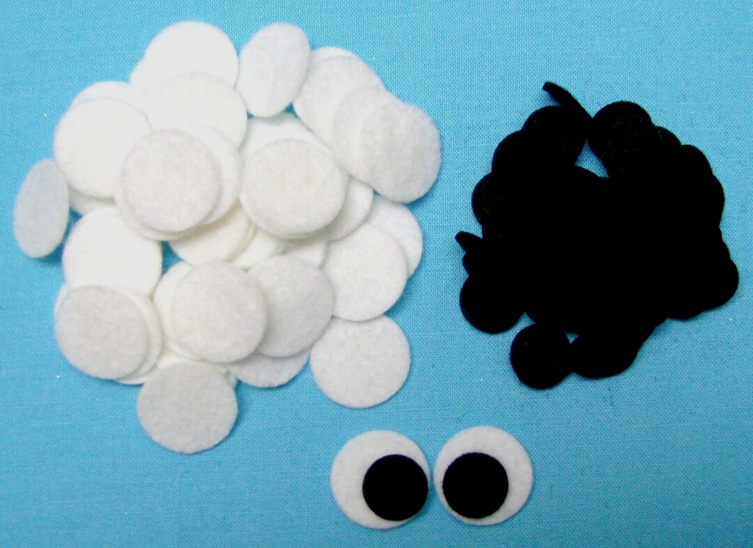 Wool Felt Blend 50 EYES 100 Circles, Die Cut, Small, Safety Eyes for