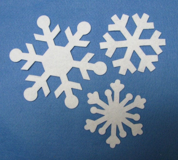 Snowflake Wool blend felt snowflakes Set of 18 snowflakes Winter