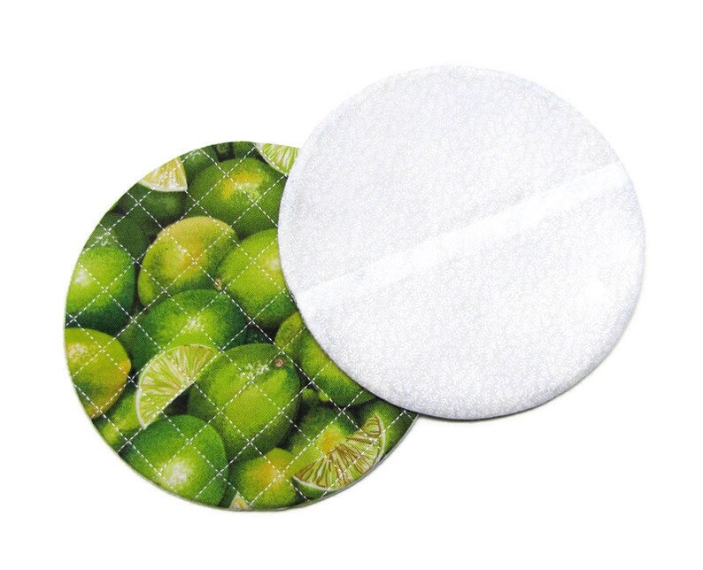 protectors quilted drink coasters 100/% cotton padded Limes set of FOUR mug mates COASTERS