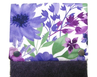 Snap top towel SPECIAL COLLECTION Plush hanging cotton hand towel Bathroom / kitchen, Embroidered border, I Love Purple on Violet