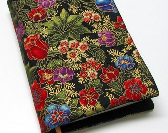Book cover TRADE SIZE, large paperback,  book protector, bathroom reader, cotton, padded cover, R.K. Floral
