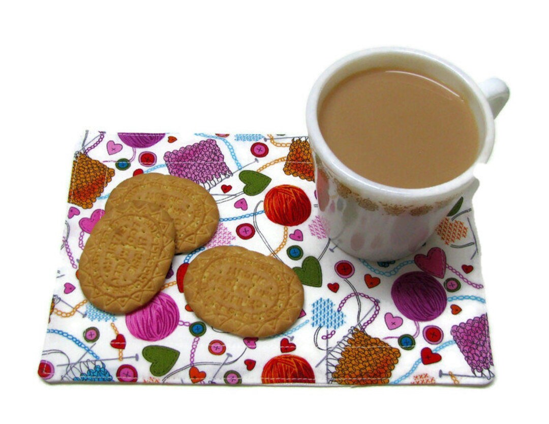 Snacks Rug MUG RUG, Snack Mat, Padded and Quilted, Premium Quality Cotton, Ideal ...