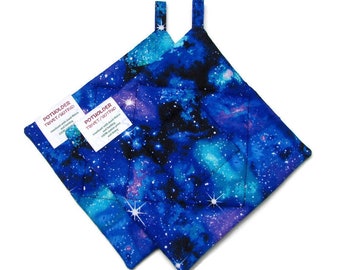 POTHOLDER/HOT PAD set Quilted potholders, Hot pads, Trivets, Insulated hot pads, Insulated, Hostess gift, Cotton, Galaxy 2