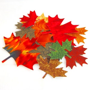 32 MAPLE LEAVES appliques fall assorted, cotton, diy,  Leaf Appliques, cotton, Fused, TEMPORARY Iron on, Precision die cut