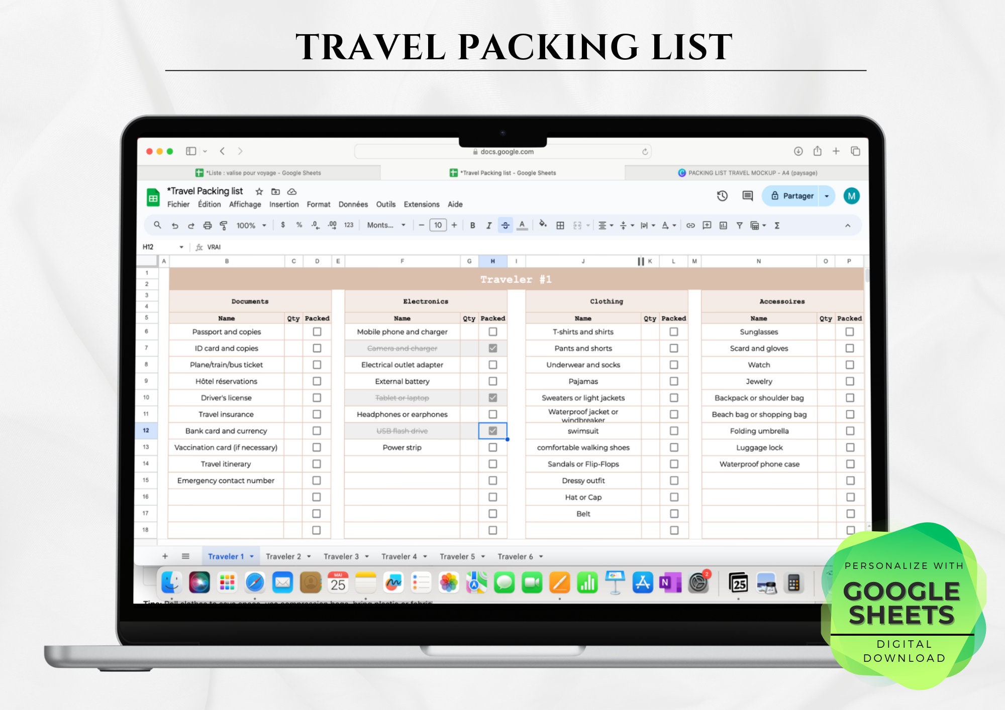 Printable Travel Packing List, Editable Travel List Template, Packing ...