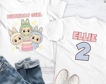 Custom Labubu Birthday Girl Shirt Personalized Labubu Birthday Gift Custom Birthday Shirt Cute Birthday T-Shirt Custom Birthday Girl Tee
