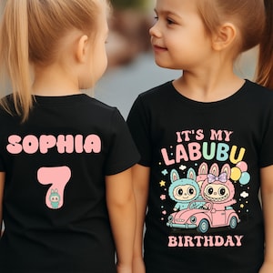 Custom Labubu Birthday Girl Shirt: Kawaii Kids Tee