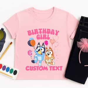 Custom Birthday Girl Shirt: Blue Dog Party Outfit