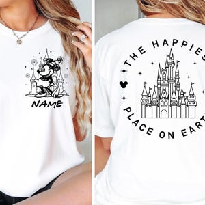 Mickey and Minnie Magical Castle Shirt, Custom The Happiest Place One Earth Shirt, Disneyland Vacation Shirt, Disney Family Trip Shirt
