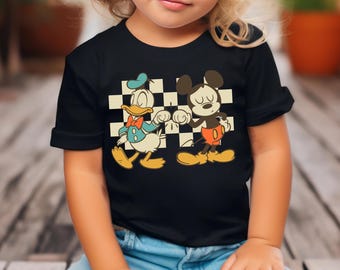 Checkered Donald And Mickey Toddler T-Shirt,Disney Friends Tee,Mickey Mouse And Donald Duck Kids Shirt,Best Friends Shirt,Boys Disney Shirt
