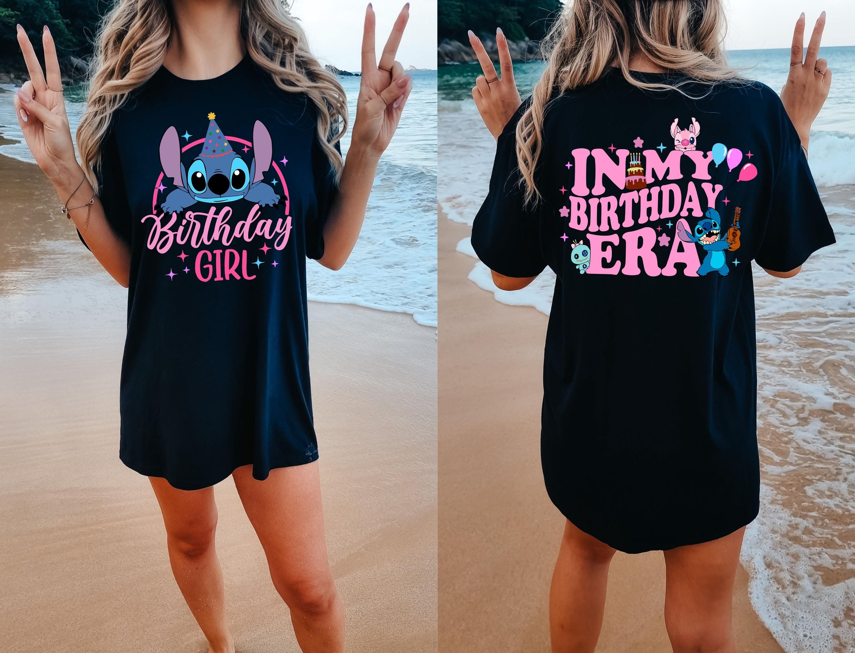 Disney Stitch Birthday Girl Shirt, Custom In My Birthday Era Shirt, Stitch & Angel Birthday Girl T-shirt, Disneyland Birthday Trip Tee