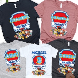 Custom Family Patrol Shirt, Personalized Birthday Apparel, Family Patrol Tee,Birthday Family Matching Shirt,Paw Birthday Party,Cartoon Shirt