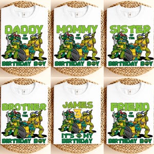 Custom Turtles Family Birthday Shirt,Green Turtles Shirts,Turtles Anime Birthday Boy T-Shirt,Green Turtles Family Matching Tee,Turtles Shirt