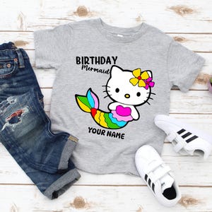 Custom Kawaii Kitty Birthday Girl T-Shirt: Personalized Family Tee