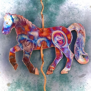 Horse Trotting Dressage Suncatcher Window Jewelry Hanging Wall Art. Copper, Glass, Suction Cup! Great Gift for Horse Girls Women Horse lover