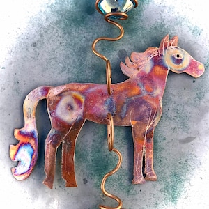 Horse Sun Catcher Window Jewelry Recycled Art Copper, Glass and free Suction Cup! Handmade Copper Art Gift, Home & Garden Décor Decoration