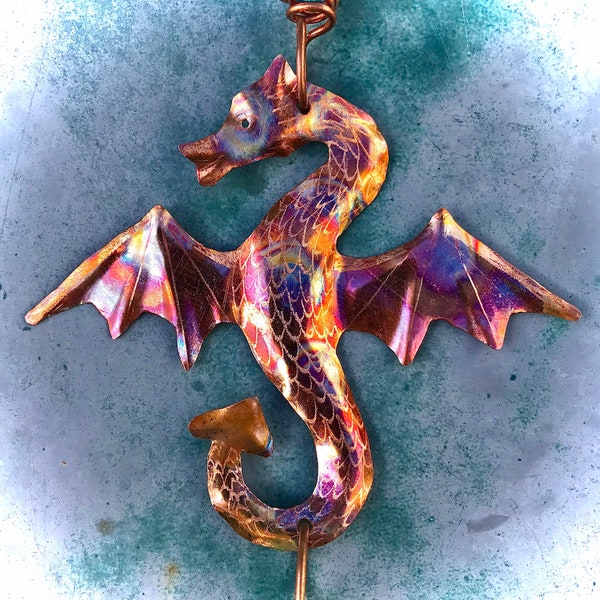 Dragon Baby Sea Dragon Sun Catcher Window Jewelry Recycled Art. Copper, Glass, free Suction Cup! Handmade Gift, Home & Garden Decor