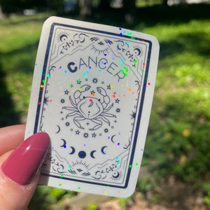 Cáncer pegatina holográfica I pegatina de libro I impermeable Kindle portátil I pegatina del zodíaco I pegatina del tarot