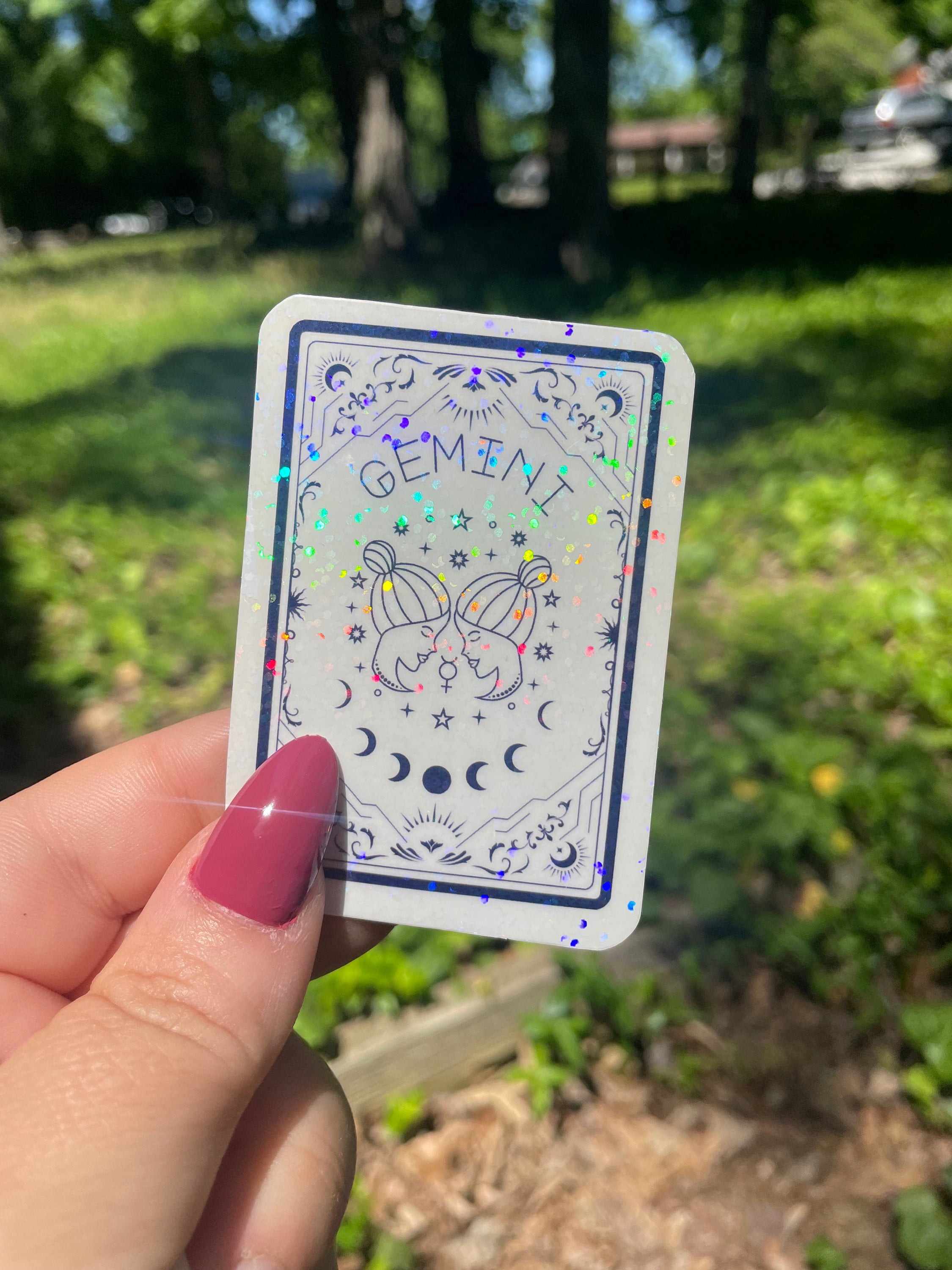 Gemini Holographic Sticker I Bookish Sticker I Waterproof Kindle Laptop I Zodiac Sticker I Tarot Sticker