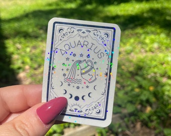 Aquarius Holographic Sticker I Bookish Sticker I Waterproof Kindle Laptop I Zodiac Sticker I Tarot Sticker