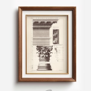 Roman architecture drawing prints, Classic Roman Column Architecture prints, Gothic print, inside the Pantheon drawing, Digital Download