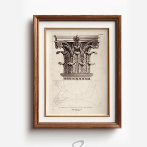 Detailed architecture drawing print, Classic Roman Column Architecture prints, Gothic print, Architectural Building Design, Digital Download