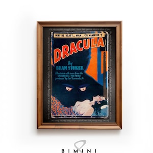 Portada de libro vintage de Drácula de Bram Stoker, póster con cita de libro, ilustración vintage, póster gótico, póster de literatura clásica, descarga digital