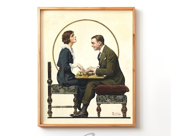 Norman Rockwell Print 1920s, The Ouija Board, Vintage Wall Art, Early 20th Century Illustration, Digital Download