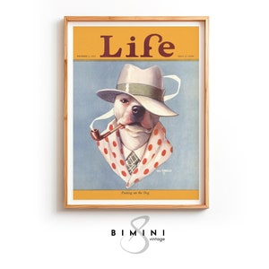 Vintage Life Magazin Cover, Putting on the Dog, Vintage Hundeliebhaber Kunst, Vintage Wandkunst, frühes 20.Jahrhundert Illustration, digitaler Download