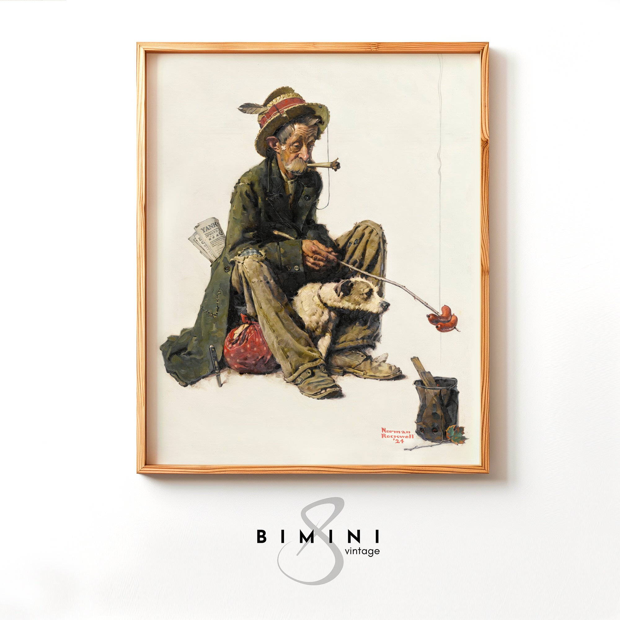 ノーマンロックウェル　ドローイング　額装　犬のお風呂 ノーマン・ロックウェル ドローイング 『犬のお風呂』 フラン