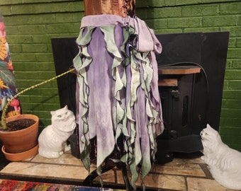 Hand dyed and sewn lavender and sage spiral dance skirt fits 4xl-xs