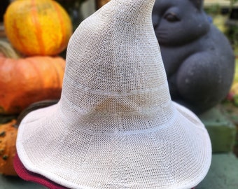 Cream knitted witch hat blank