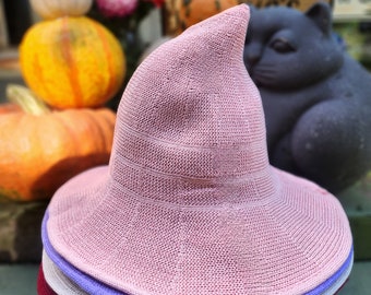 Peony pink knitted witch hat blank