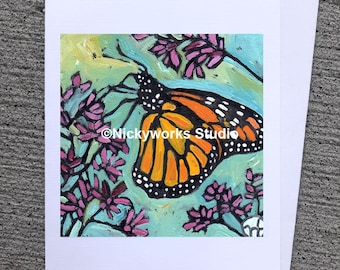 Monarch Butterfly Greeting Card: Hand-Assembled A2 Notecard
