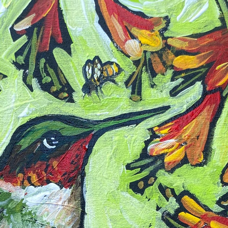 Hummingbird Art Greeting Card: Ruby-Throated Bird Illustration bild 2