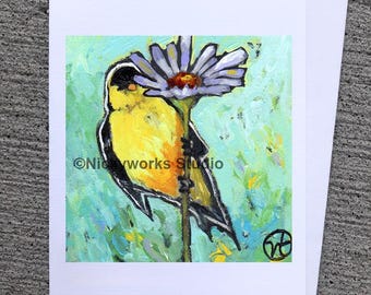 Finch Illustration Card: Whimsical Friendship Greeting